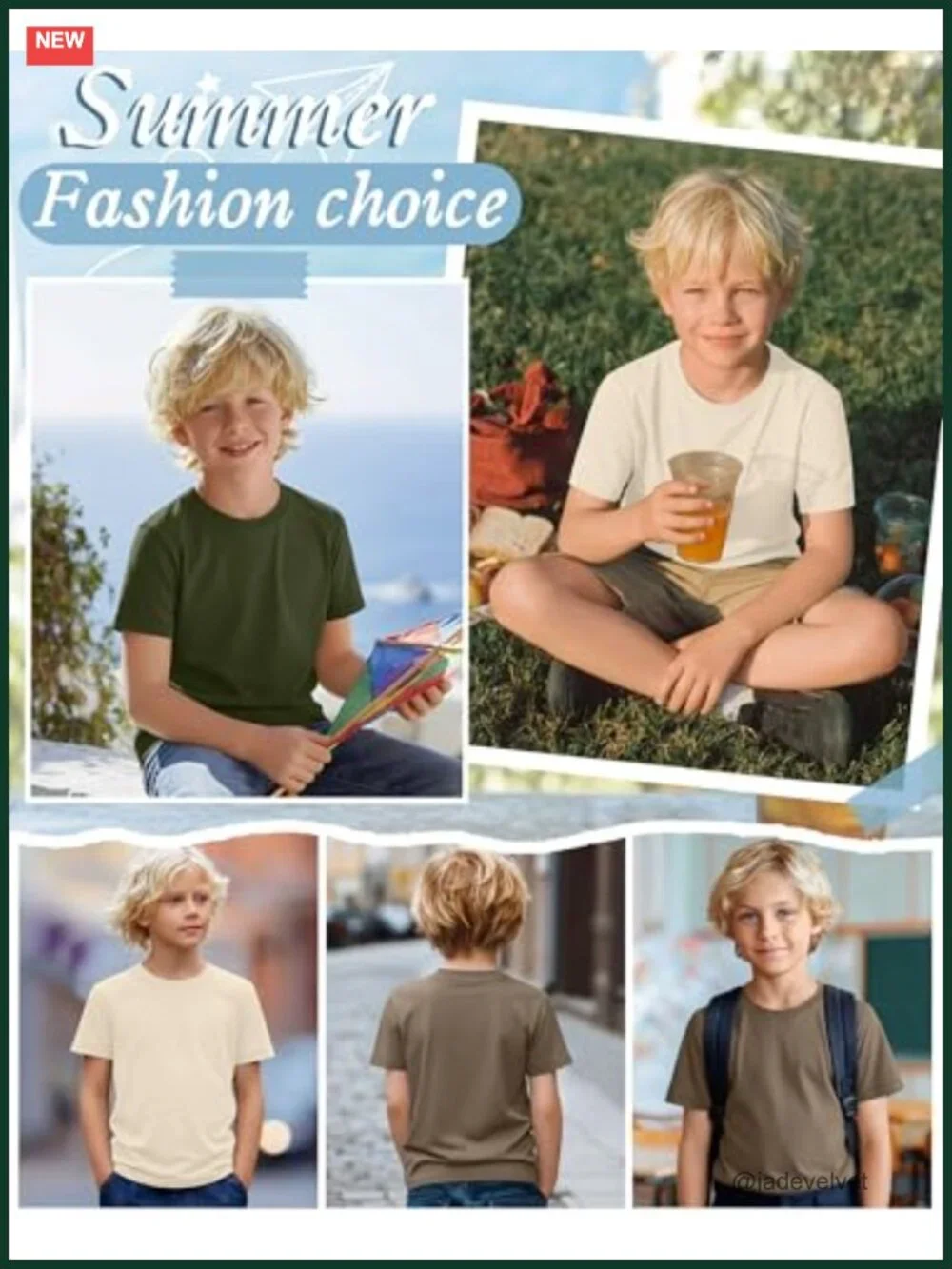 3 Pack Boys Short Sleeve Crew Neck Tees 65% Polyester 30% Cotton 5% Spandex